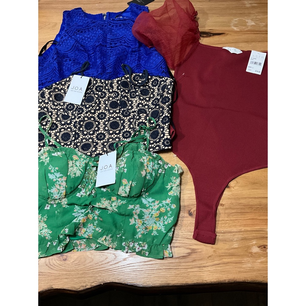 BUNDLE 4 pcs JOA ASTR the Label Bundle Lace Crochet Floral Bodysuit NWT fits M